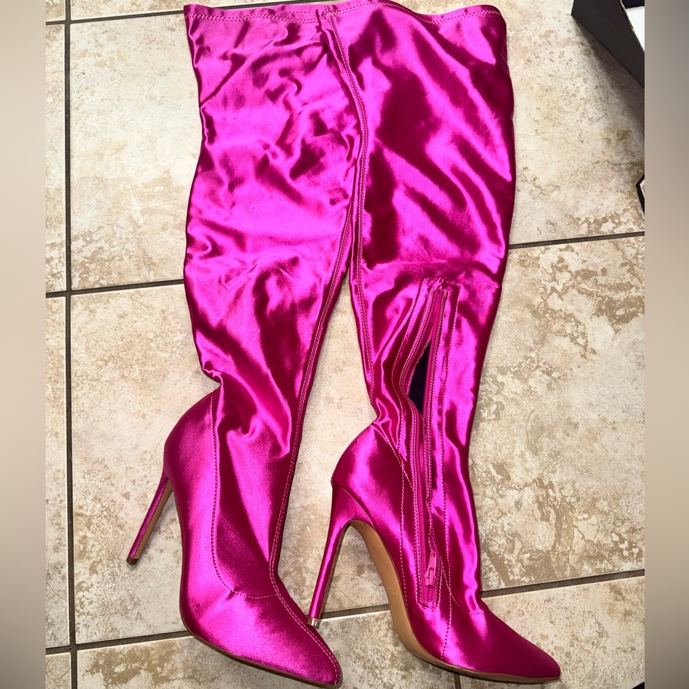 Electric ⚡️ Hot Pink thigh high boots .  Size 10